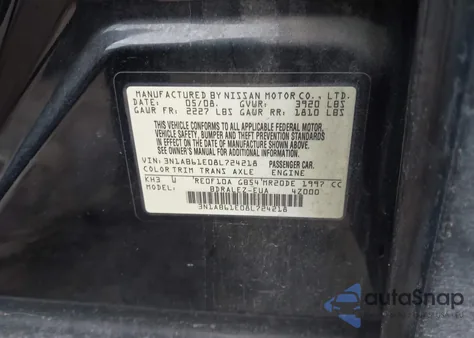 2008 Nissan Sentra 2.0S из США, поврежденный, VIN 3N1AB61E08L724218